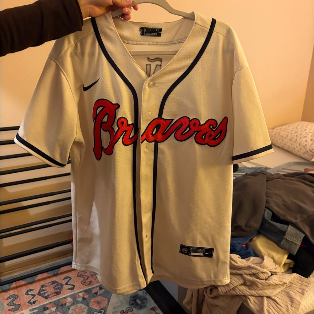 Majestic White and Red Baseball Jersey